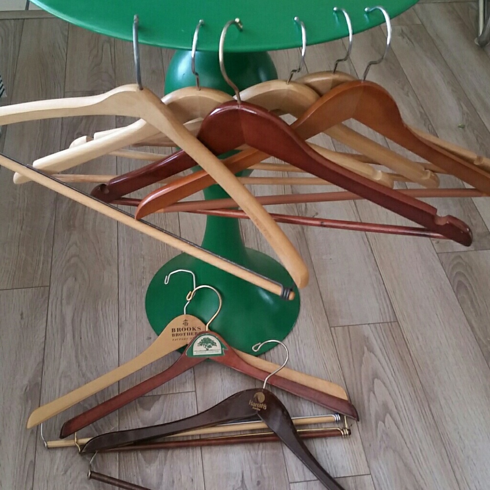 9 Vintage sturdy wooden hangers